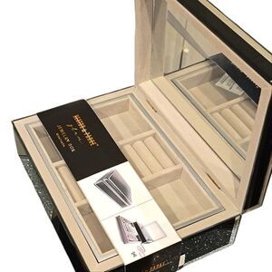 Heaton & Parke Mirrored Jewelry Box- Black